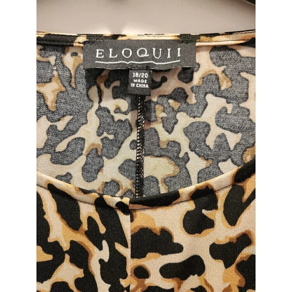 Eloquii Leopard Print Tie Waist Blouse slinky Stretchy long sleeve euc sz 18/20 - Picture 4 of 6